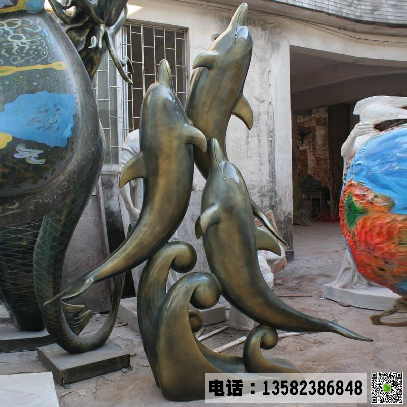 河北曲阳动物铜雕厂家 海豚铜雕雕塑制作价格 支持定制动物铜雕造型报价
